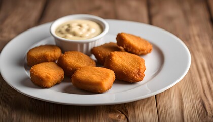 Fototapeta premium Chicken Nuggets with Sauce on White Plate