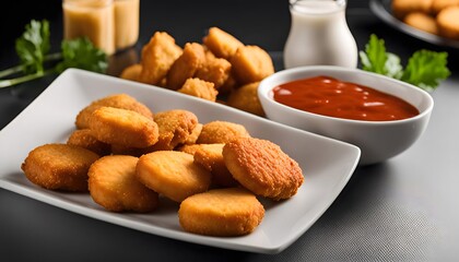Fototapeta premium Crispy Chicken Nuggets with Sauce