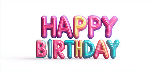 Vector illustration of "HAPPY BIRTHDAY" text with marquee-style letters isolated on a white background, in a 3D illustration style