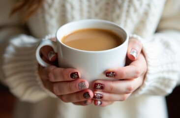 New Year's manicure, Christmas trees painted on nails, beautiful manicure, beauty salon
