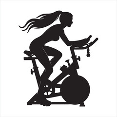 spinning bike exercise female player with celtic knot silhouette on white background
