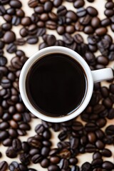 Fototapeta premium Heart Pattern Coffee Mug and Beans Close-Up