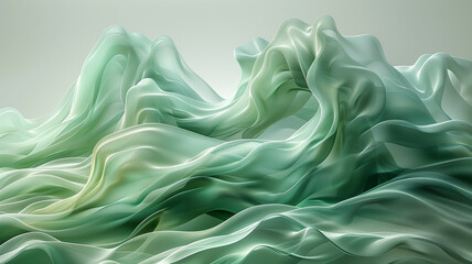Obraz premium Silk background. Luxury background. 3d rendering. Green Wave Background. Abstract 3D Background, flowing texture. Nice waves. Dynamic Flowing backdrop.