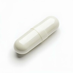 White capsule lying on white surface