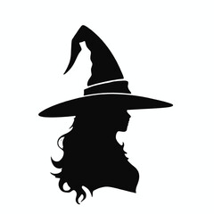Vector witch with a simple silhouette style