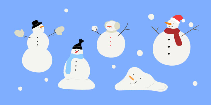 Various Snowman Set vector illustration