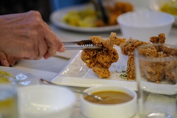 Close-up of a fried chicken.