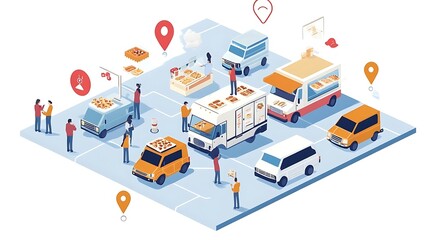 Obraz premium Food Truck Festival Map with Pinpoint Locations