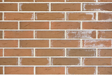 Brick wall with white salt stains
