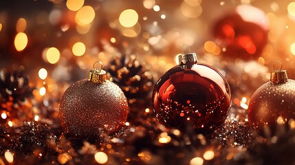 Fototapeta premium Elegant Christmas Ornaments with Sparkling Background