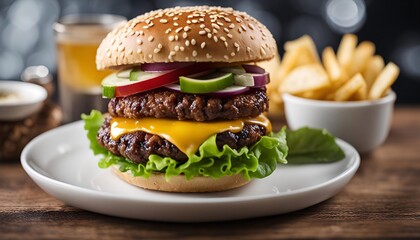 Double Cheeseburger With Sesame Seed Bun