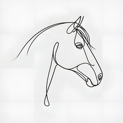 Minimalist horse head illustration in monochrome design