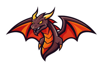 Vector illustration of a tribal red dragon tattoo, an abstract dragon art