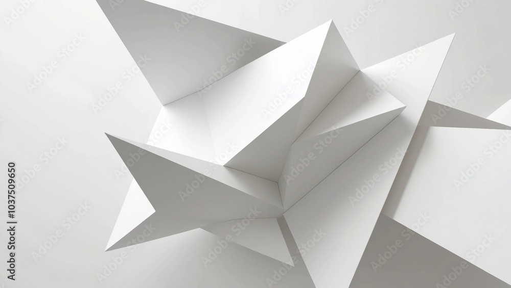 Poster geometric cubes pattern in white tones – modern minimalist d design for architectural and visual con