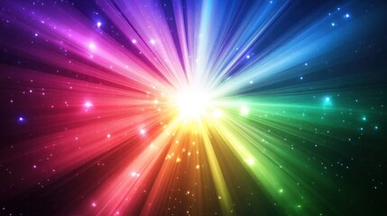Abstract Rainbow Light Burst Background