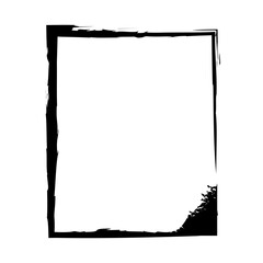 Rectangular black grunge style frame on white background. Place for text