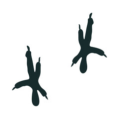 Vector print of bird paws with claws. Silhouette paw print of a parrot or pigeon