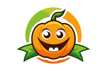 A funny orange fruit cartoon character with a happy smile is a cute and healthy food illustration