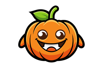 A happy, scary jack-o-lantern face is an orange autumn symbol of the Halloween holiday