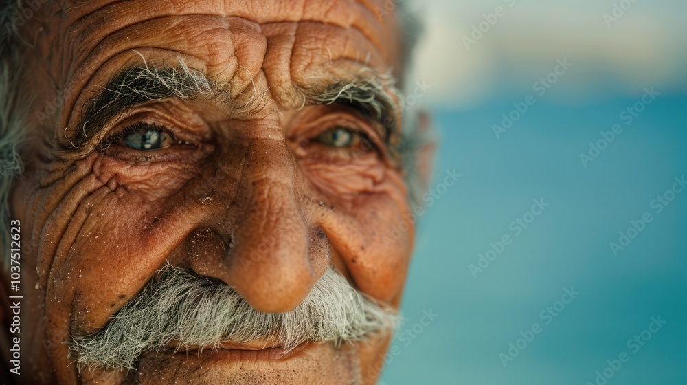 Canvas Prints Portrait of a Senior Man with Blue Eyes