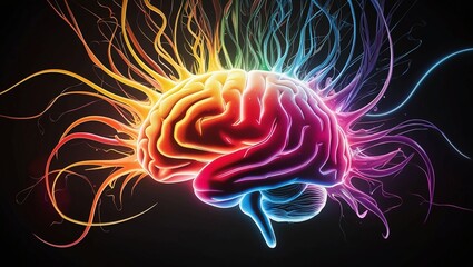   Creative Brain Power and Knowledge Concept with Books in a Floral Setting