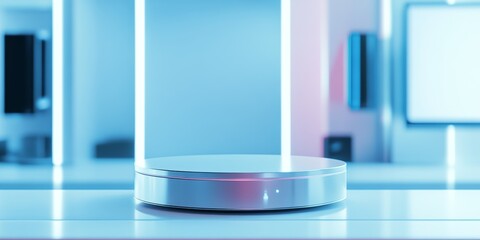 upright close up minimalistic product style photography, plain fancy cyberpunk modern counters, white cybertronic background, matte colors, in the style of product photography