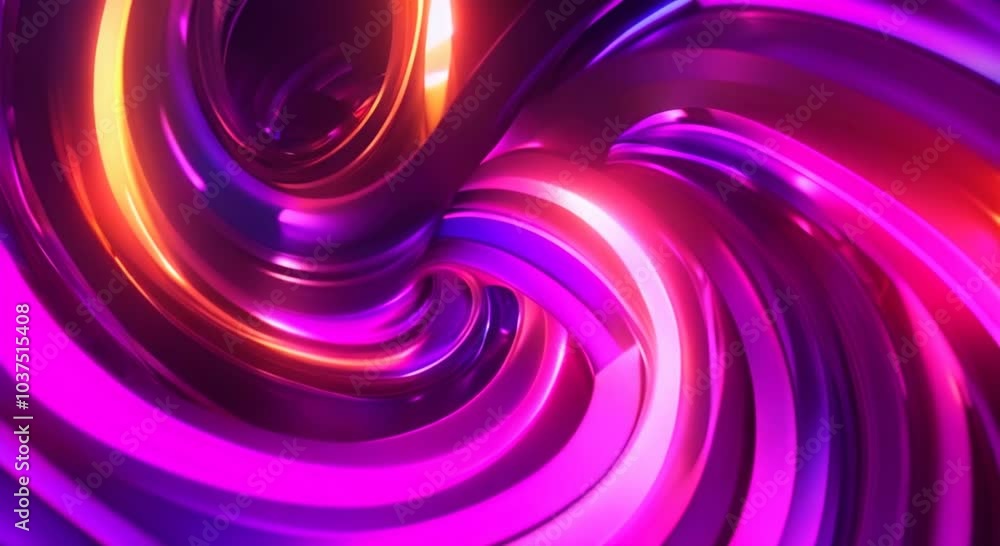 Poster abstract 3d animation with circles in purple and yellow colors video loop 4k animation