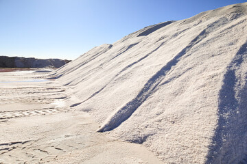 Mountain of salt in the saltworks of Santa Pola town, Spain