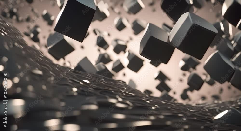 Wall mural abstract animation 3d render of grey cubes seamless looped video 4k animation