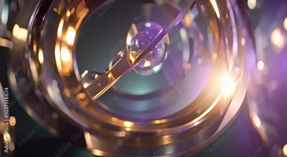Poster abstract animation with shining rotating glass circle on a dark background seamless looped video 3d 