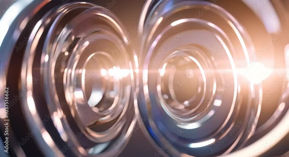 Poster abstract animation rotating glass circles on black background seamless looped video 3d render 4k ani