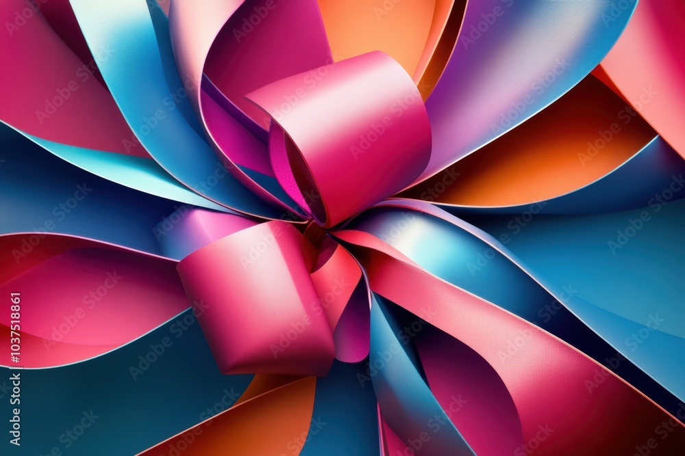 Aufkleber swirling forms of vibrant ribbons and bows create a joyful, celebratory atmosphere filled with color