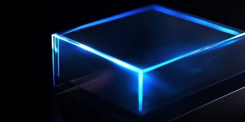 sleek super close up detailed macro close up shot, low angle, of subtly chromatic high speed glass rectangle piece, stylish in the style of contemporary advertising. 