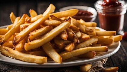 Golden French Fries with Ketchup
