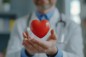 Focused man cardiologist or general practitioner listening heartbeat or young female patient at checkup meeting, preventing cardiovascular disease, free, Generative AI