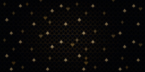 Seamless Gambling Card Suits Background black and gold light 