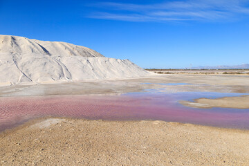 Beautiful landscape of the saltworks in Santa Pola town, Spain