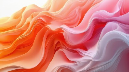 Obraz premium An abstract composition featuring fluid waves in warm orange and pink hues, creating a smooth, flowing texture. Ideal for modern digital design.