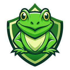 This isolated green frog, a cute amphibian cartoon character with big eyes, sits happily on a white background, perfect for a wildlife illustration