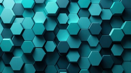 This image features a close-up of a digital hexagonal pattern with shades of teal and turquoise, showcasing modern geometric design elements.