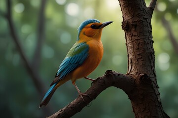 Obraz premium A bird standing on a tree branch