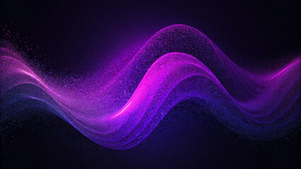 Purple grainy gradient wave abstract shape black Background 