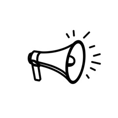 Megaphone vector illustration in black and white, marketing symbol with  