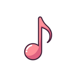 Pink musical note vector icon, melody symbol with  
