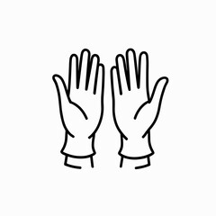 Obraz premium Medical gloves vector icon in black, healthcare protection symbol
