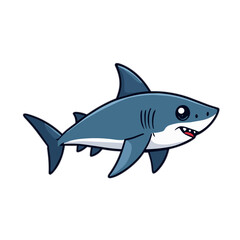 Fototapeta premium Cartoon shark vector illustration in blue, marine life symbol