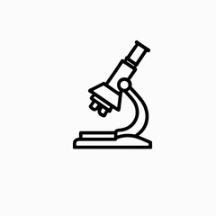 Naklejka premium Microscope vector icon in black, scientific research symbol