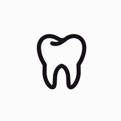 Detailed tooth vector icon in black, dental anatomy symbol
