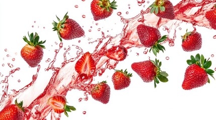 Strawberries Splashing in Juice