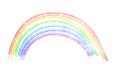 Multicolored rainbow drawn with wax crayons. Vector illustration